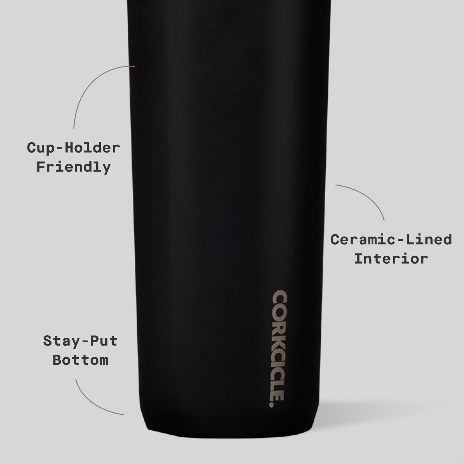 Corkcicle Commuter Cup Travel Mug - Insulated Coffee Mug with Lid - Keeps Drinks Cold 18 Hours - 360 Spill-Proof Sip Lid - Holid
