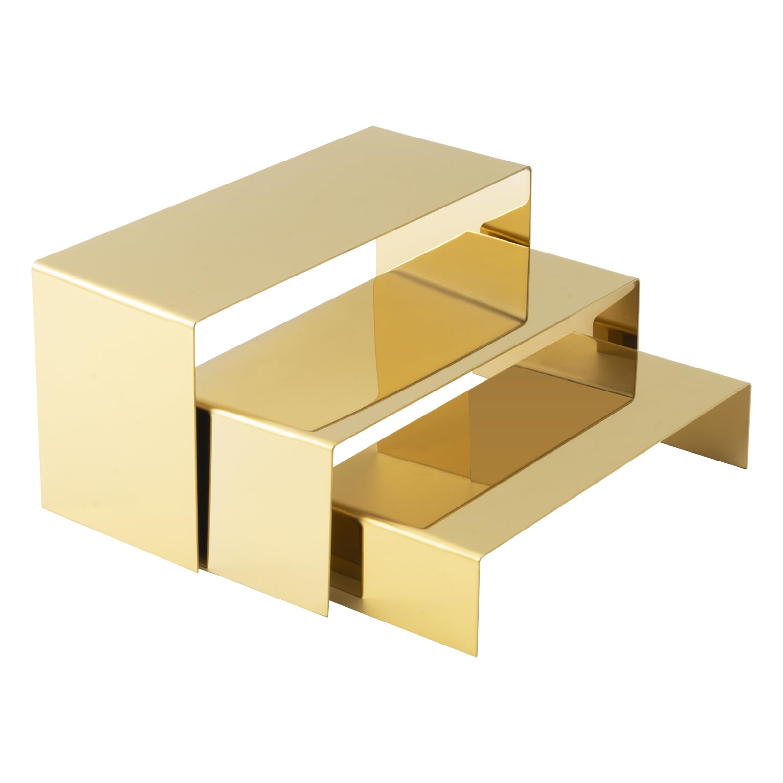 MCKECHSION Purse Display Stand Stainless Steel - 3 Golden Purse Holder Display Riser Purse Stand Metal Countertop Risers for Sho