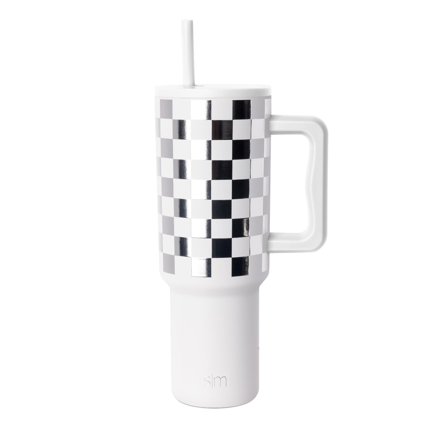 Simple Modern Tumbler with Handle and Straw | 40oz | Checkered