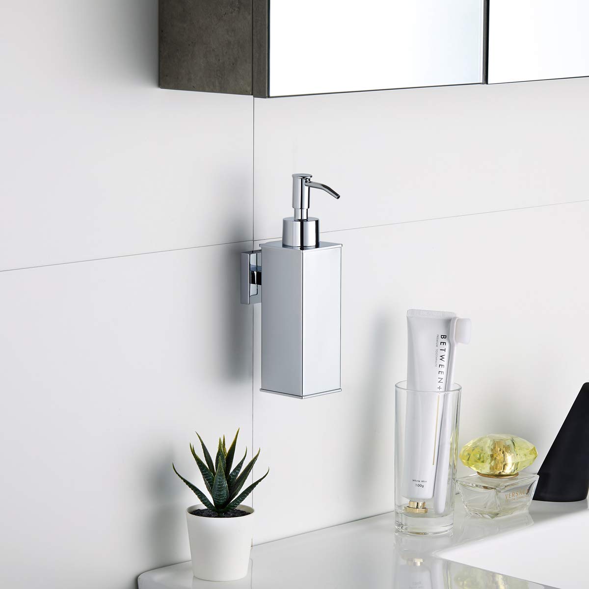 Bgl Soap Dispenser Stainless Steel 304 Wall Mount Liquid And Soap Dispenser For Kitchen And Bathroom (Silver, Square)