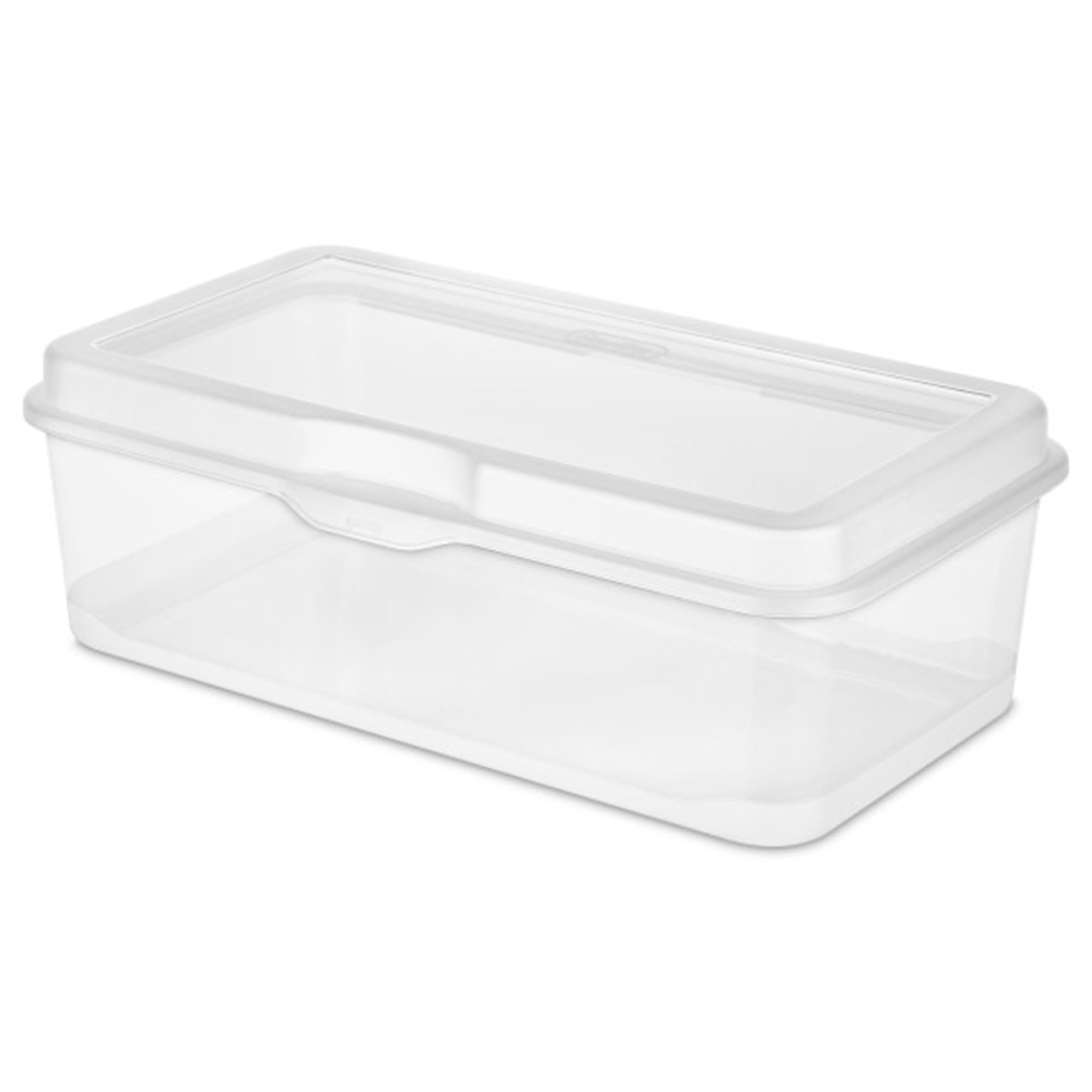 Sterilite Large Fliptop Stackable Small Storage Bin With Hinging Lid, Plastic Container To Organize Desk At Home, Classroom, Off