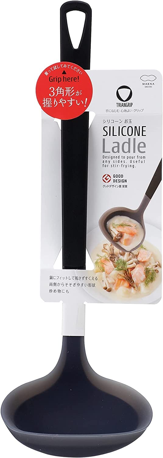 Marna K534BK Triangle Grip Silicone Ladle, Black