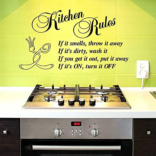 Gadgets Wrap Vinyl Decal Sticker Kitchen Rules Fork Spoon (Item Finish Size : 100Cm X 56Cm)