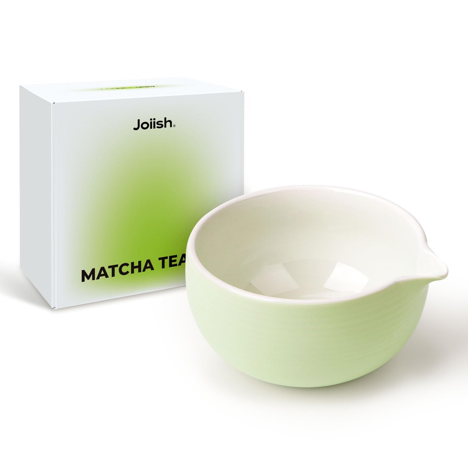 Joiish Traditional Matcha Bowl With Spout, Ceramic Matcha Tea Bowl (Chawan), Matcha Mixing Bowl For Whisking Matcha, Light Green
