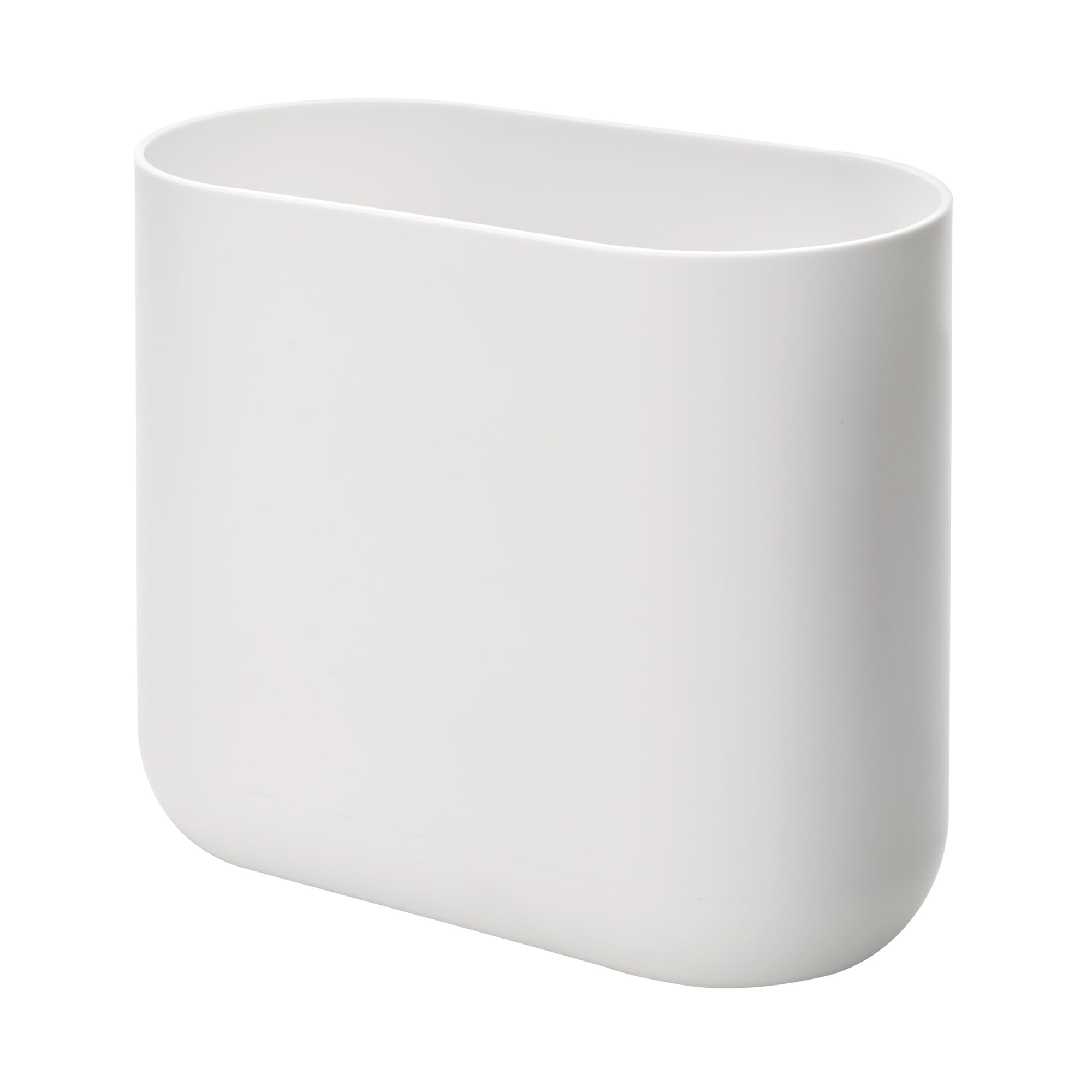iDesign Slim Oval Plastic Waste Basket The Cade Collection  10.56? x 5.5? x 9.77?  White