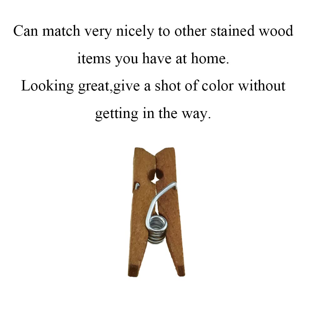 Hahiyo Brown Wooden Clothes Pins Clothespins Mini Aviod Fall Apart 1 Inches Length 80 Pack Strong Springs No Rust No Discolorati