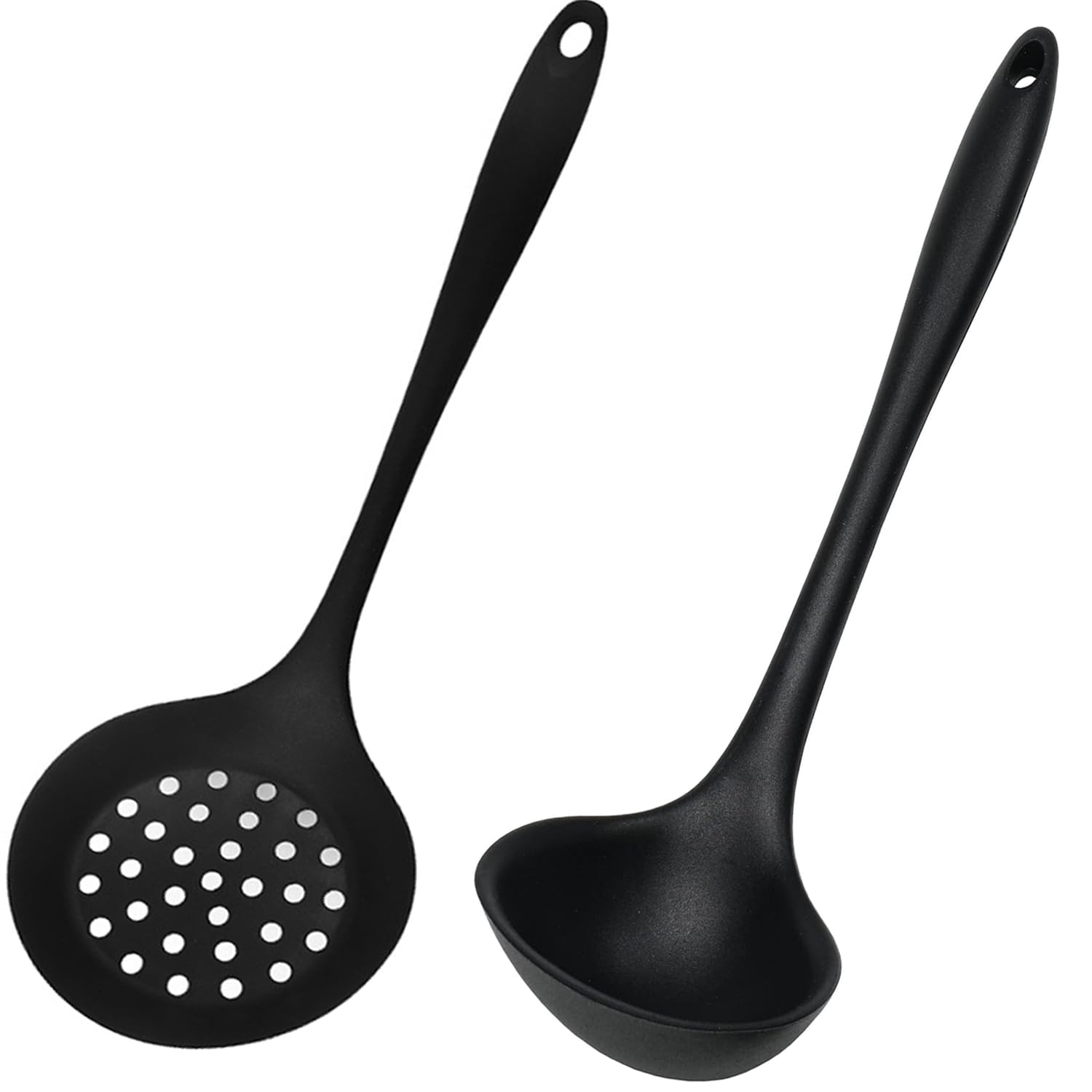 Large Silicone Slotted Spoon, Heatproof Skimmer Strainer Slotted Spoon, Seamless OnePiece NonStick Cooking Silicone Scoop Ladl