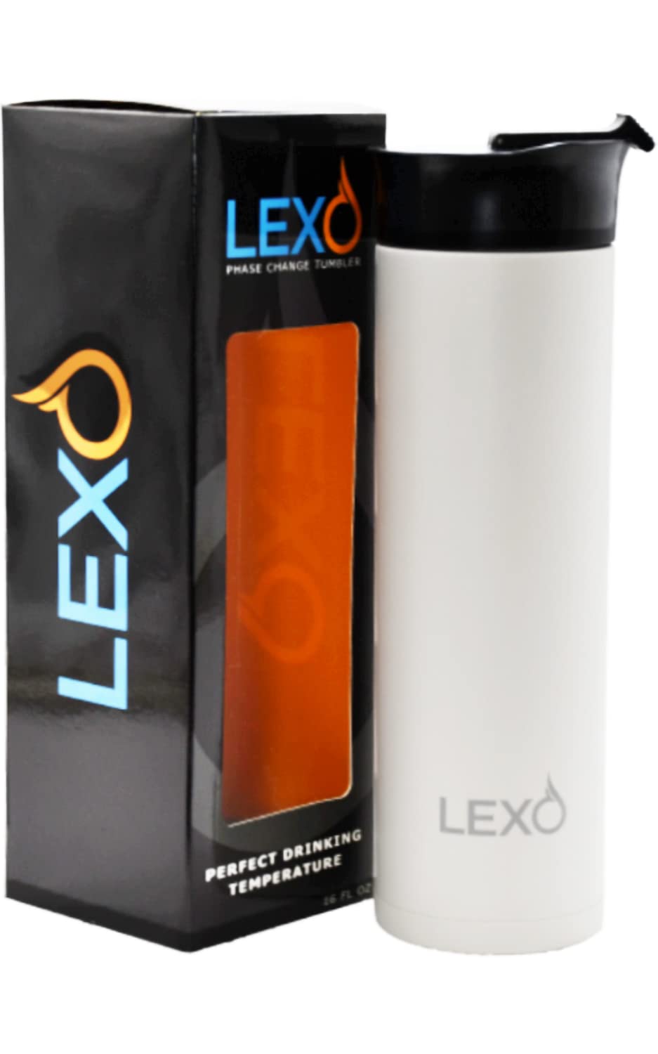 Lexo Temperature Regulating Smart Travel Mug - Flip Top Lid (White, 16 Oz)