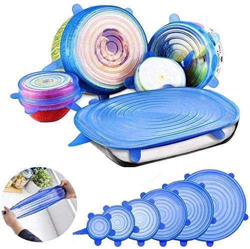 MANSTE ENTERPRISE Microwave Safe Silicone Stretch Lids Flexible Covers, Medium, MultiColouredSet of 6