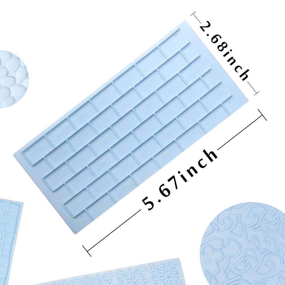 Joersh 6 Pack Fondant Texture Mats Wood Grain Brick Castle Wall Cobblestone Texture Design Mold Fondant Molds For Clay, Chocolat