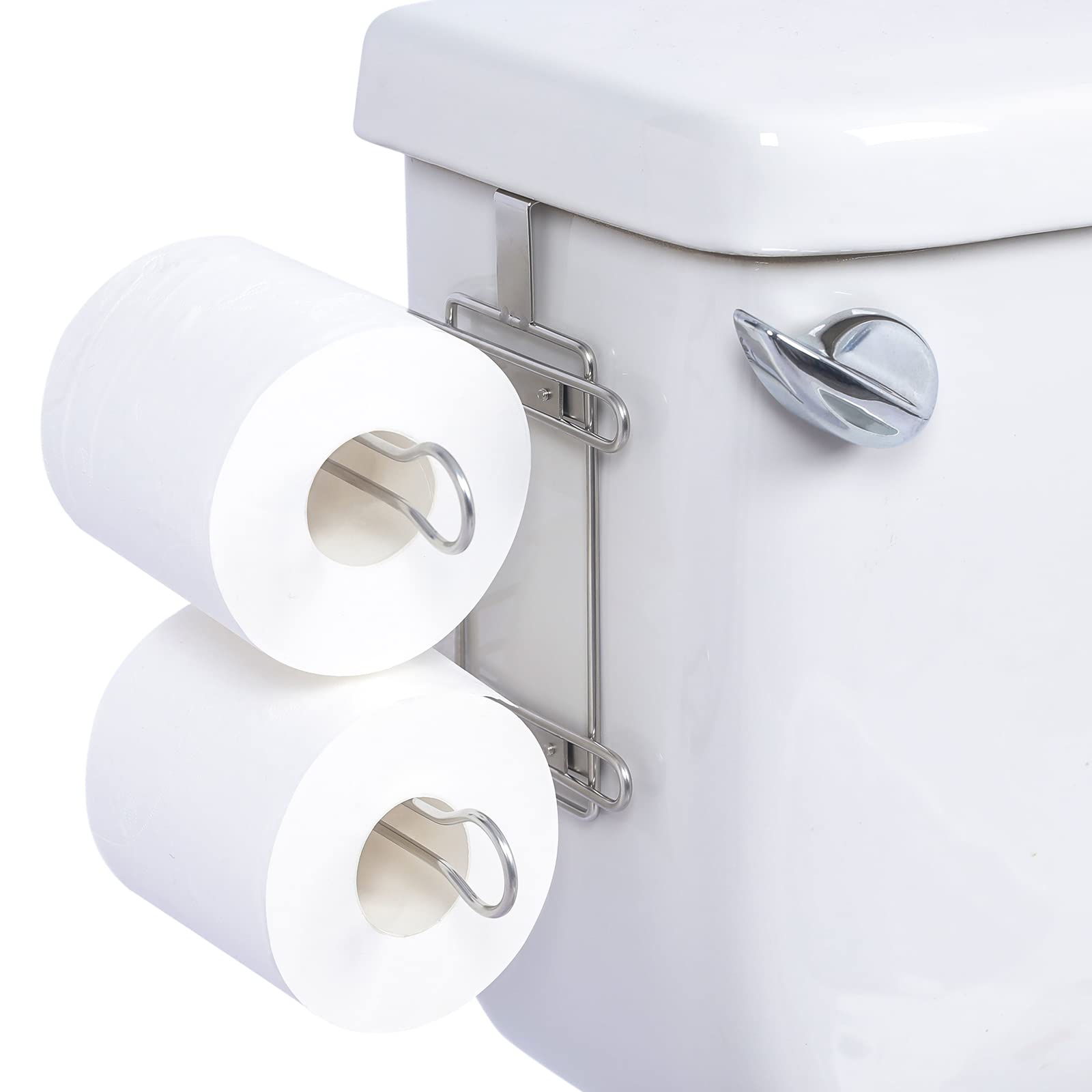 Tqvai Over The Tank Toilet Paper Roll Holder Stainless Steel Bathroom Tissue Storage Rack, Chrome Finish