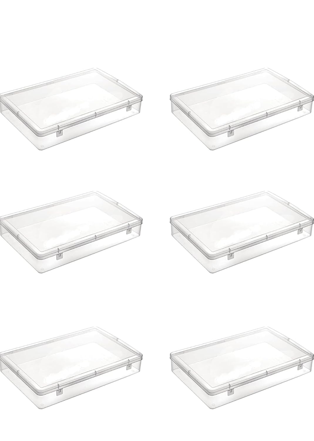 Clear Plastic Storage Containers With Lock Lid Set Of 6 (14X9X2.5Cm) Rectangular Transparent Small Organizer Boxes For Jewellery