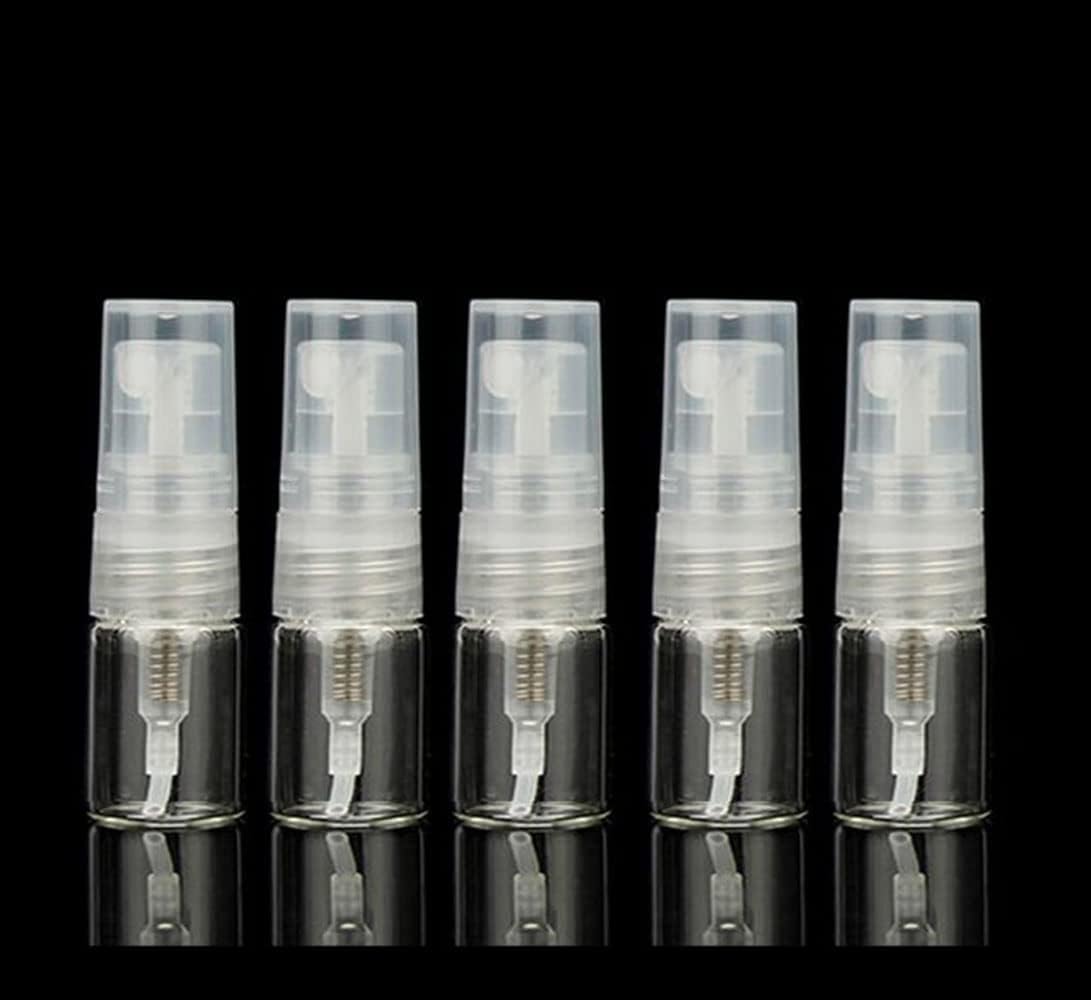 Elfenstall- 30pcs Mini Clear 2ml 5/8Dram Atomizer Vial Glass bottle Spray Refillable Perfume Empty Sample Bottle Clean Cloth Free 3ML Pipette for Travel Party