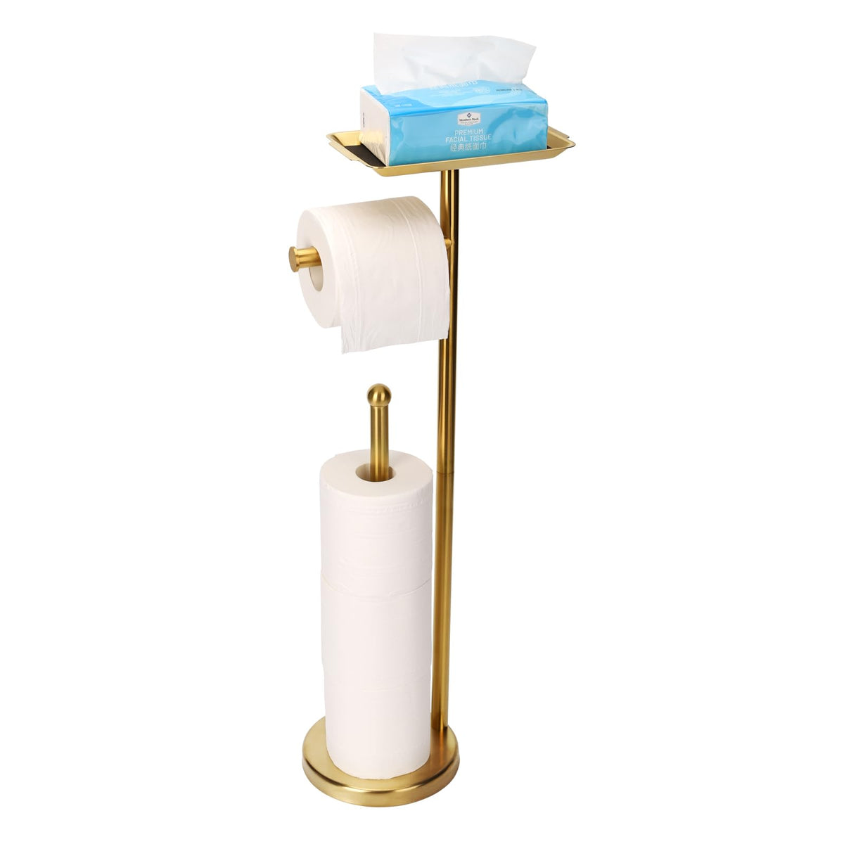 Exilon Toilet Paper Holder Stand For Bathroom Floor Freestanding Toilet Roll Dispenser Storages 4 Reserve Rolls, With Top Storag