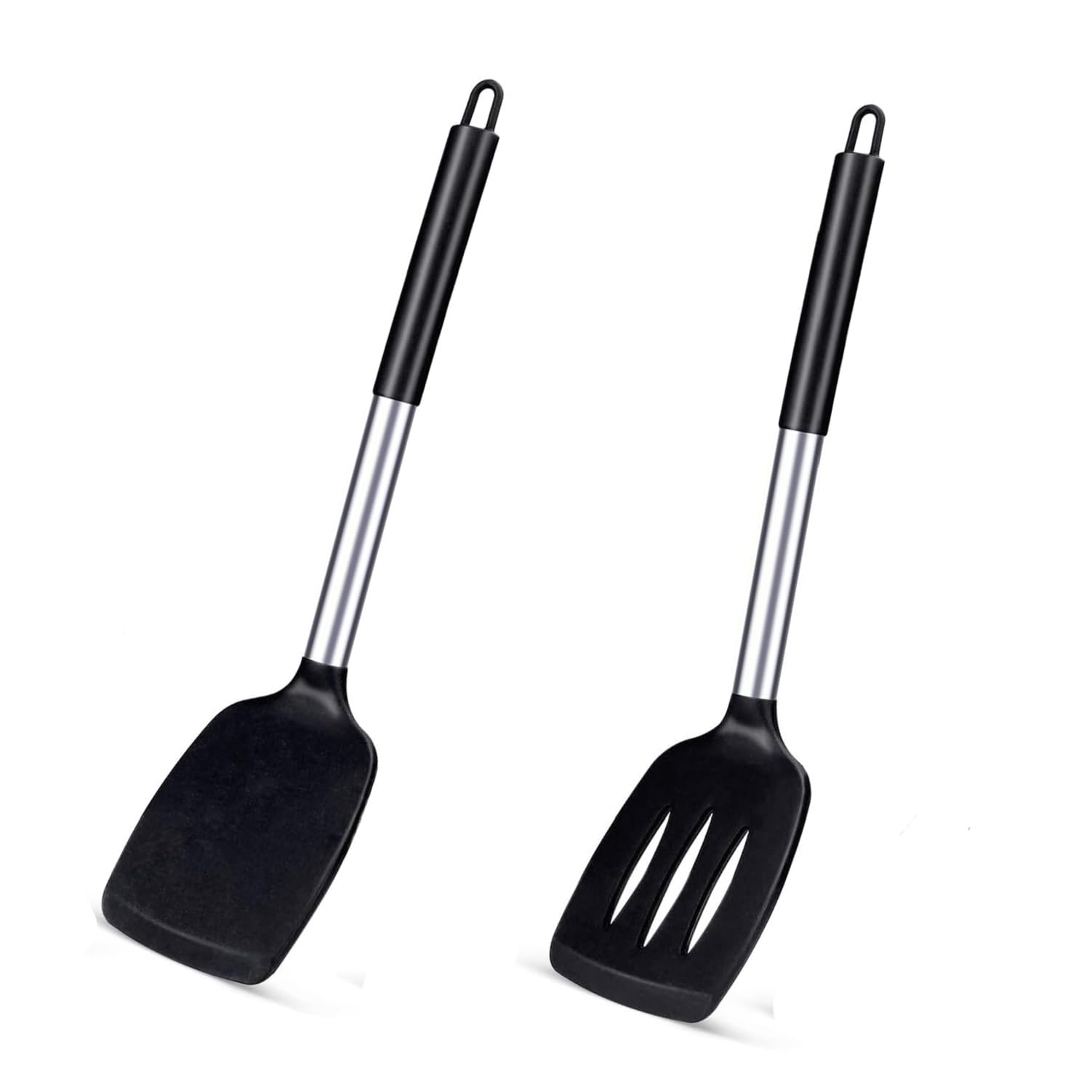Vonity [ 2 Pcs ] Silicone Spatula Set | ScratchFree On Cookware, Spatulas Silicone | Ergonomic Grip, Non Stick Spatulas | Hangi