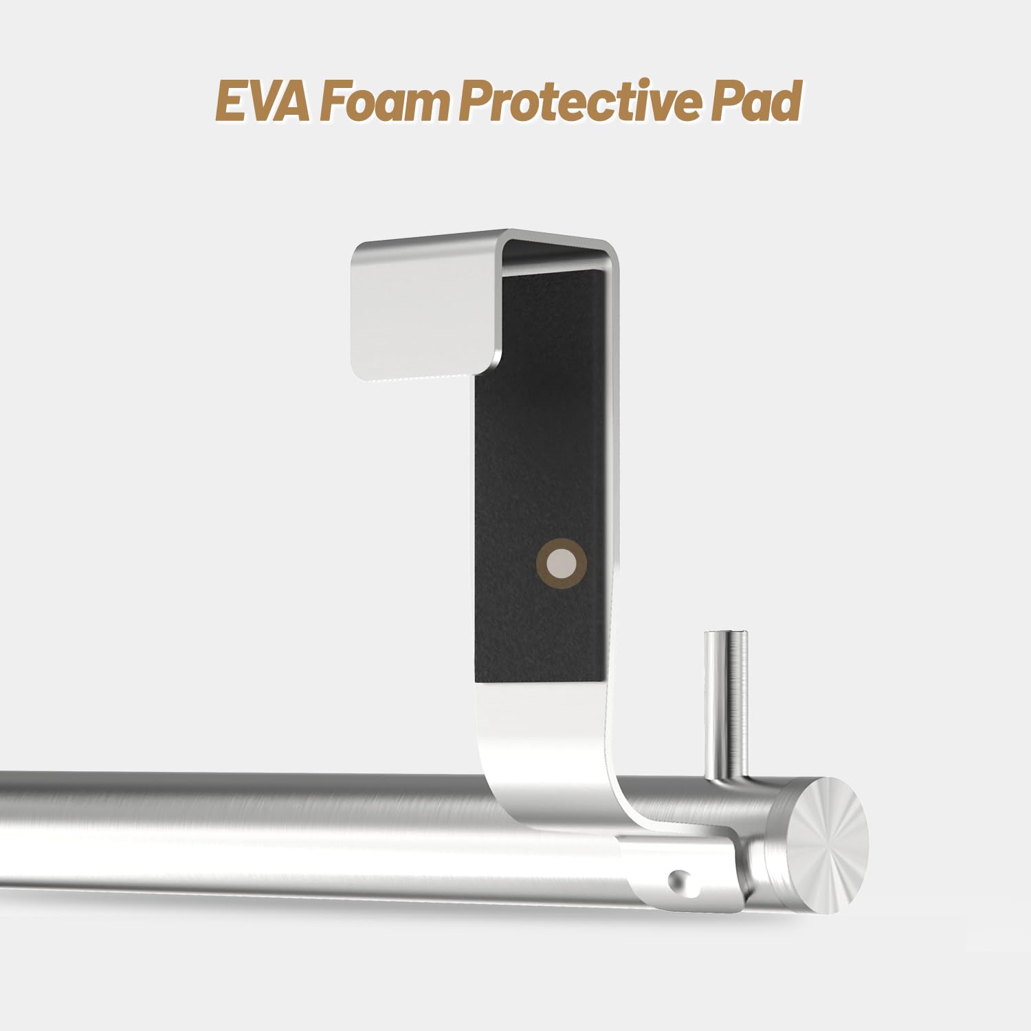 Vehhe Kitchen Towel Holder 2-Piece, 2 Hooks, Eva Foam Protective Mats, 9-Inch Stainless Steel Over The Door Towel Rack (Silver)