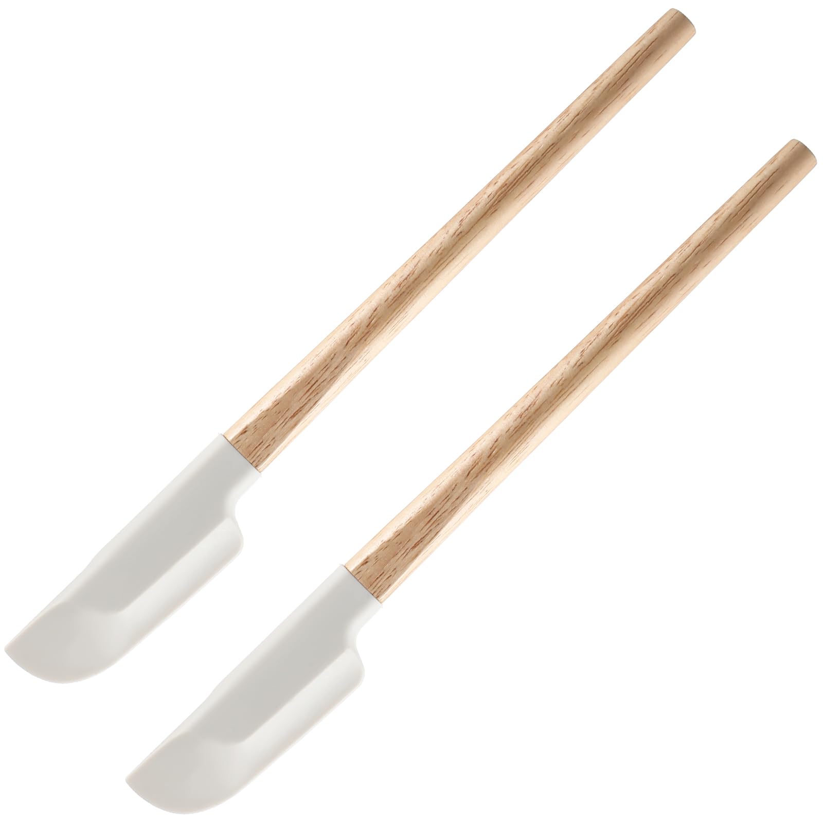 2Pcs Wooden Handle Baking Spatula, 9 Inch Food Grade Rubber Spatula Small Silicone Spatulas for Baking Cooking Mixing (Wood)