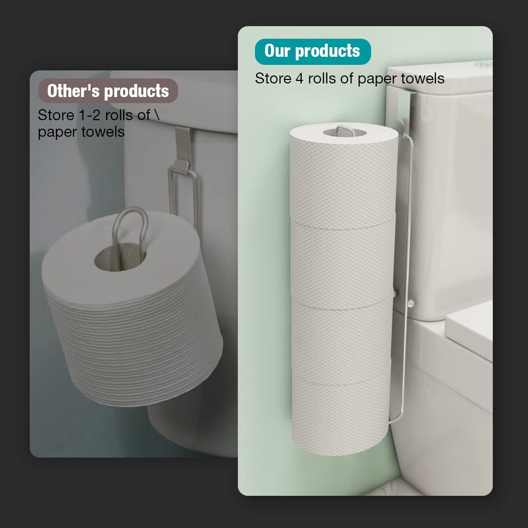 Conworld Toilet Paper Holder Wall Mount Brushed Nickel for 4 Roll Tissue  1 Pack Bathroom Toilet Paper Storage Over The Tank  Stainless Steel Rustproof Bathroom Toilet Paper Roll Holder Stand