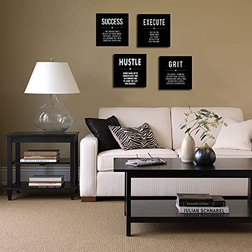 Motivational Grit Success Execute Hustle Quotes Canvas Wall Art -Inspirational Office Wall Art Poster Quotes - Canvas Artwork Pi