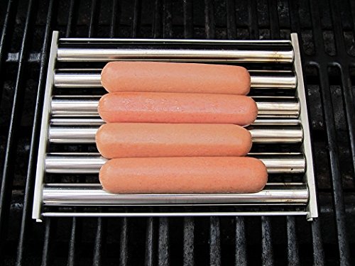 Charcoal Stainless Steel Hot Dog Sausage Roller Rack Steamer With Extra Long Wood Handle New Bbq Tools 5 Section Brat Griller