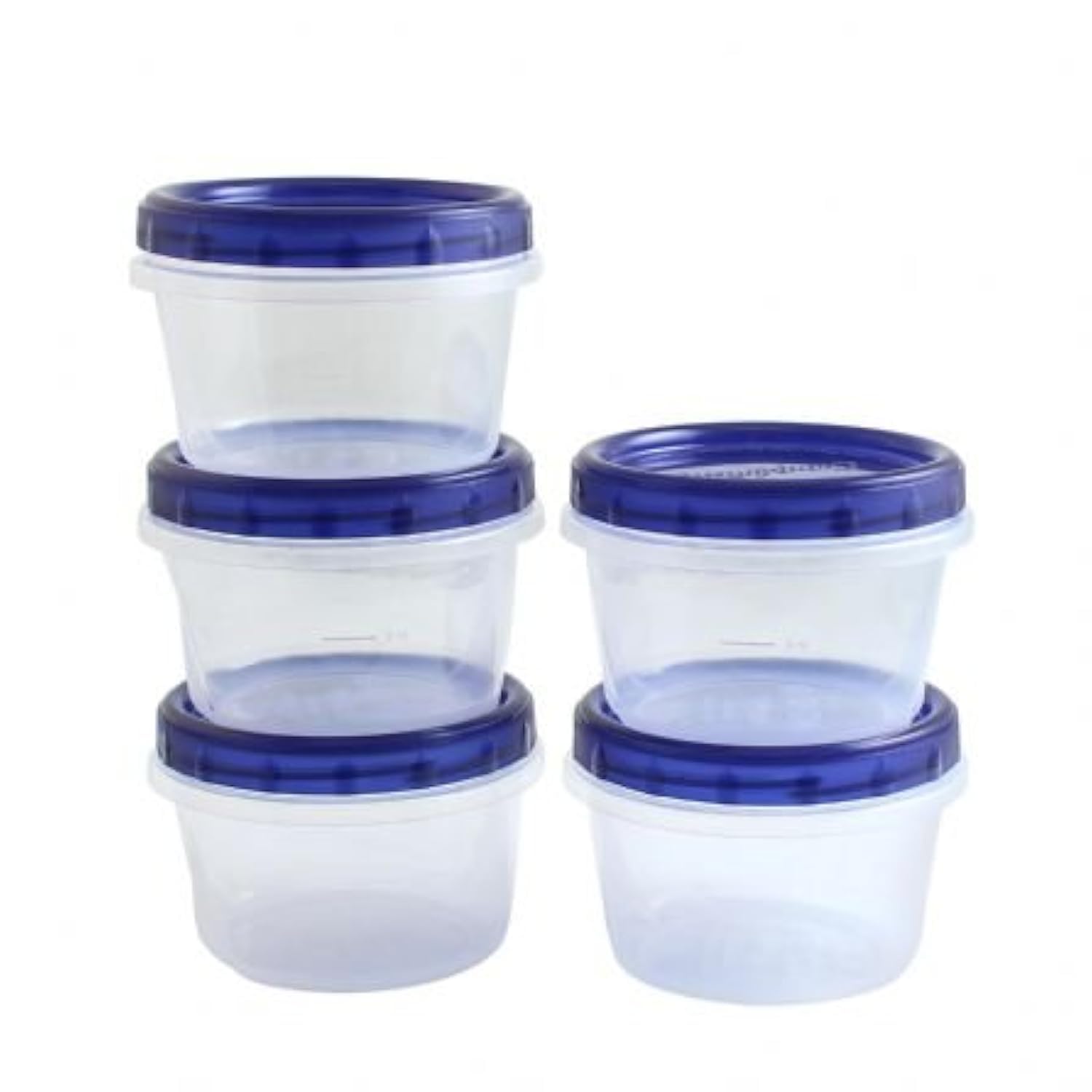 [16Oz - Blue - 5 Pk] Twist Top Food Storage Containers Leak-Proof, Airtight Soup Storage Canisters with Screw & Seal Lids BPA-Fr