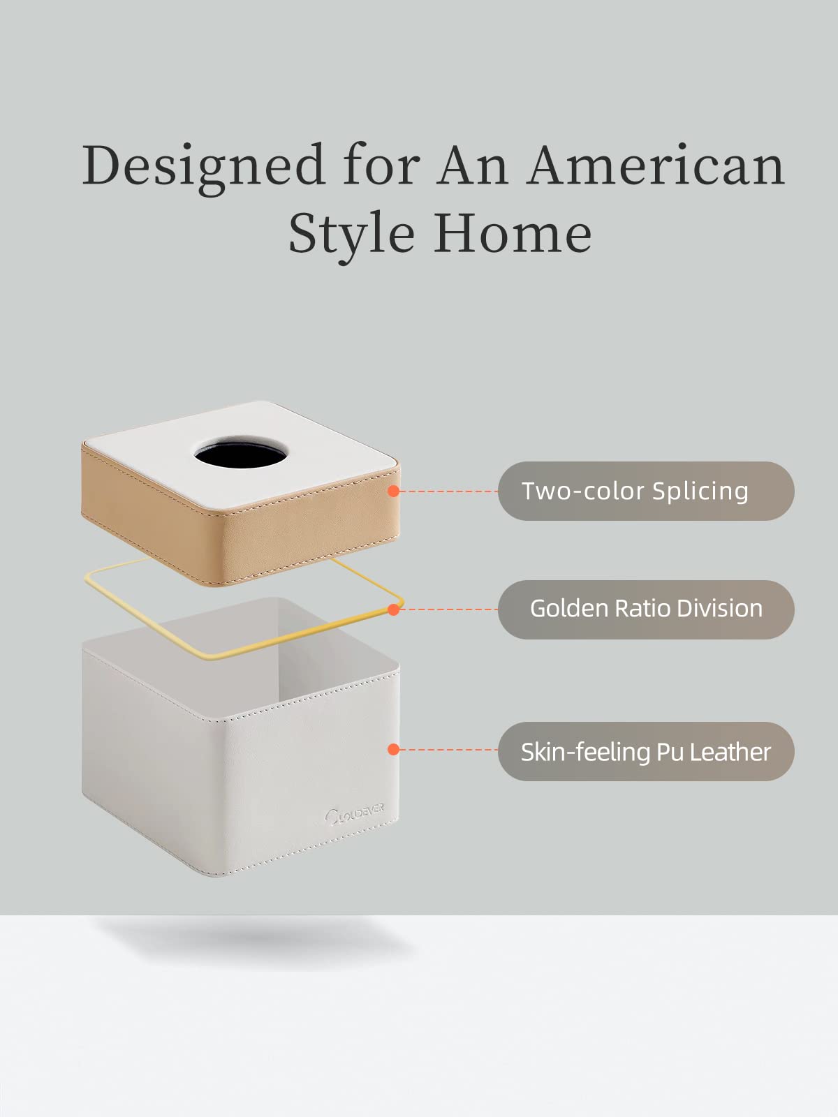 Cloudever Tissue Box Holder Cover Square, Modern Pu Leather Decorative Tissue Cube Holder Organizer-Apricot Cream