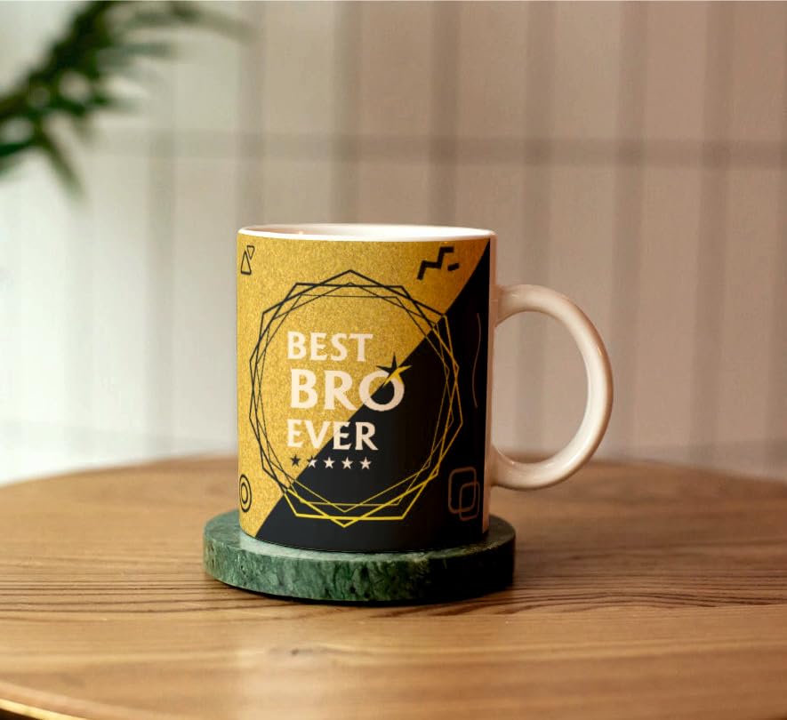 PRINTZILLA PZWM CM23 Microwave Safe Coffee Mug for Gift to Sister Brother Rakhi Birthday 300ml, Best Bro Ever