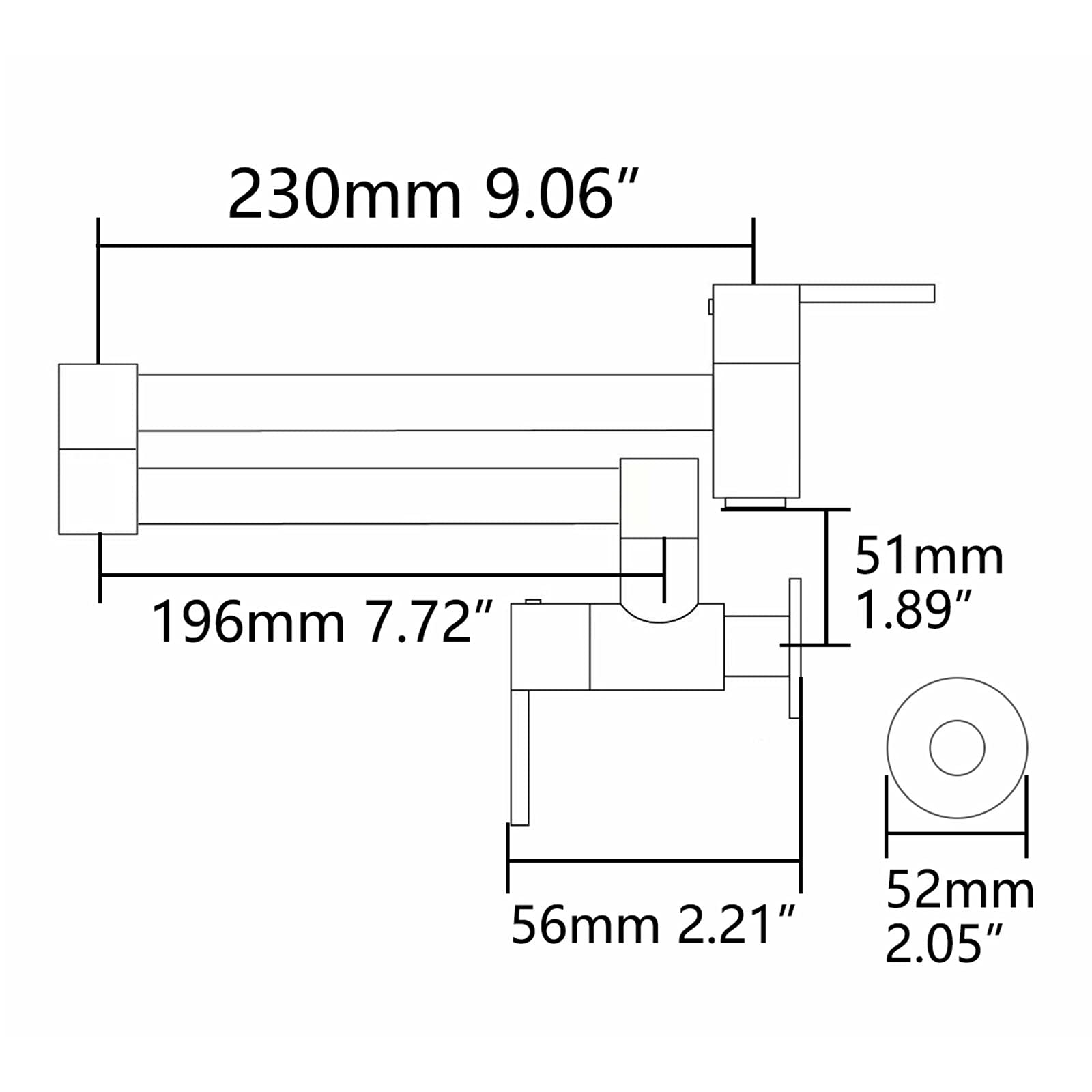 Black Pot Filler Faucet, Biveah Brass Wall Mount Two Handle Kitchen Faucet Tap For Cold Water, Klb008B
