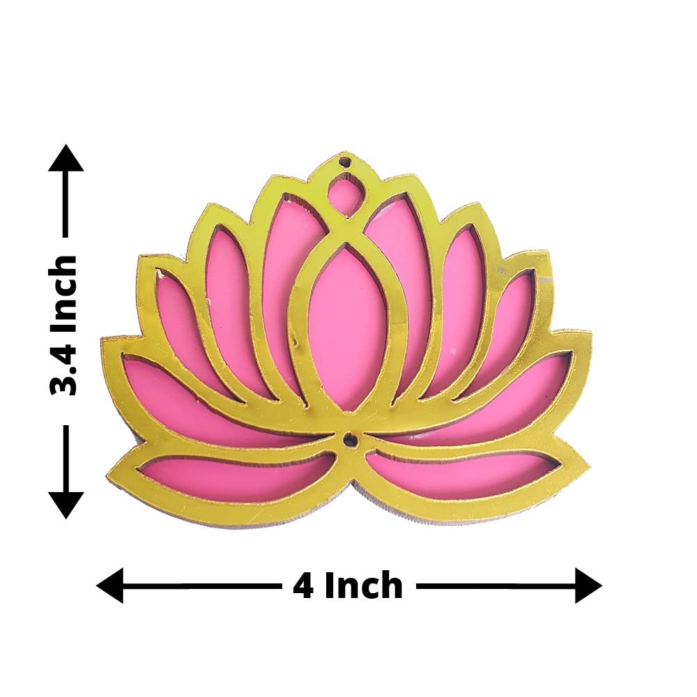 GIFT JAIPUR 3 Tier Pink Lotus & Bell Latkan Wall Hanging Jhumka Gift Decorative Showpiece for Diwali Ganesh Chaturthi Pooja Home