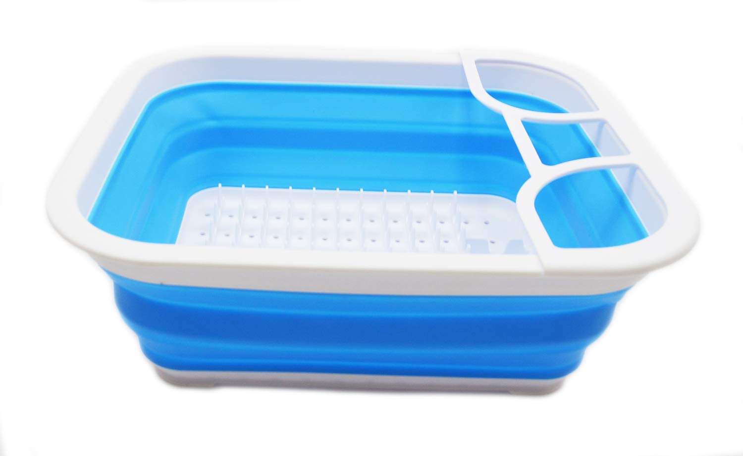 Sammart Collapsible Dish Drainer With Tray - Foldable Drying Rack Set - Portable Dinnerware Organizer - Space Saving Kitchen Sto
