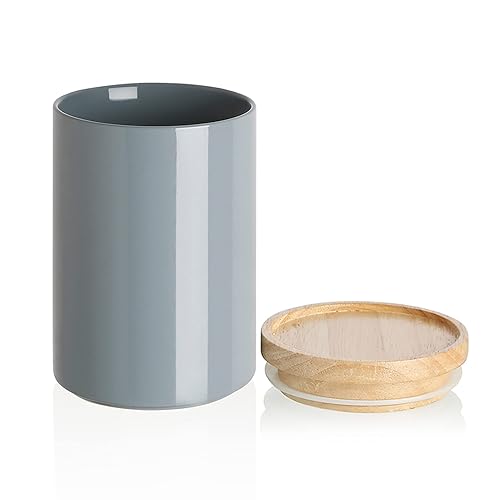 Sweejar Kitchen Canisters Ceramic Food Storage Jar, Stackable Containers With Airtight Seal Wooden Lid For Serving Coffee Bean,