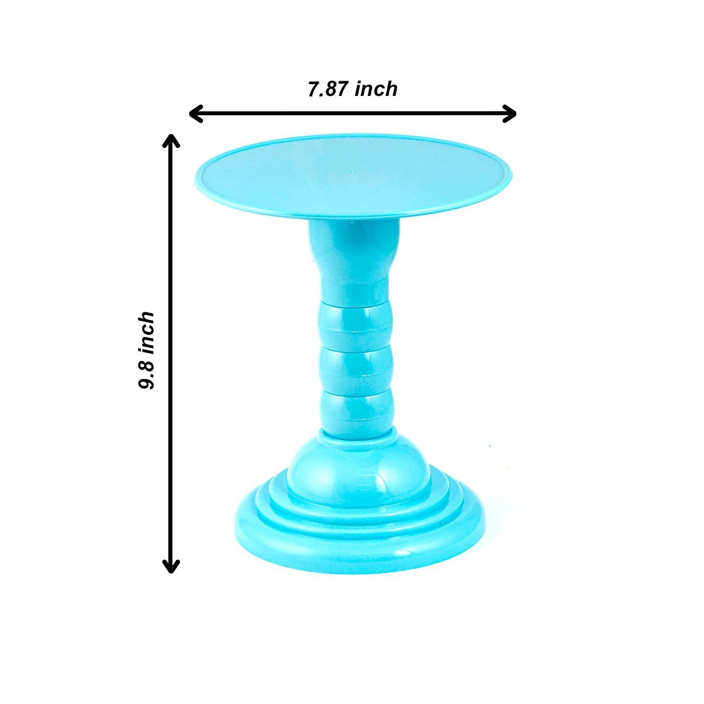 Grupo Mirandinha Plastic Round Adjustable Cake Stand Cupcake Stand Candy Stand 4 Heights 8 Inches (Baby Blue)
