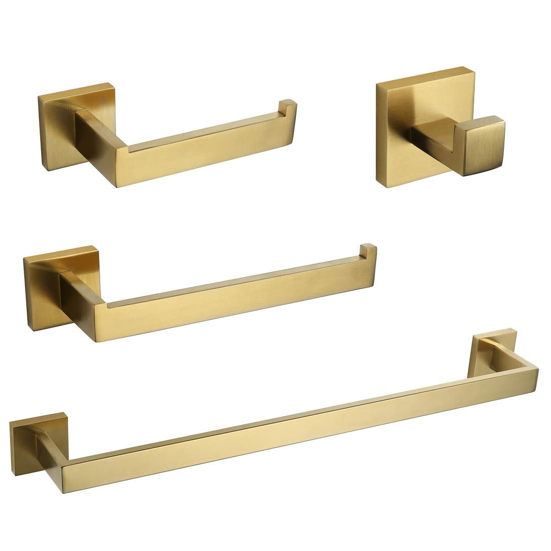 Velimax Premium Stainless Steel 4 Pieces Bathroom Hardware Accessories Set Wall Mounted Towel Bar Set, Brushed Gold, 23.6-Inch
