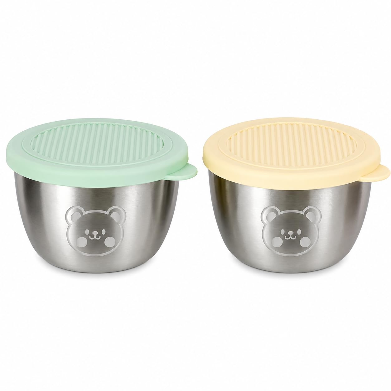 Vardista Small Round Stainless Steel Food Storage Container With Silicone Lid Reusable Fridge Storage Box For Sauce Chutney Ketc