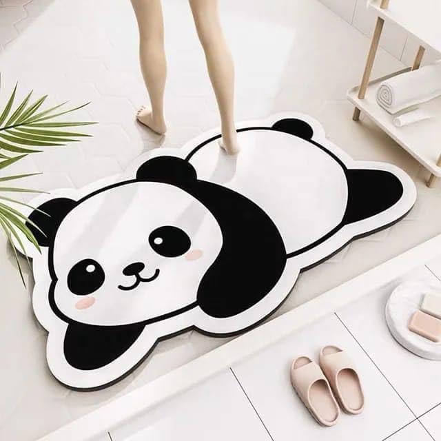 Tmisham Store Panda Comfort Bath Mat  Cute Cartoon Absorbent & AntiSkid Sleeping Panda Floor Mat for Bathroom, Kids Room, Bedr