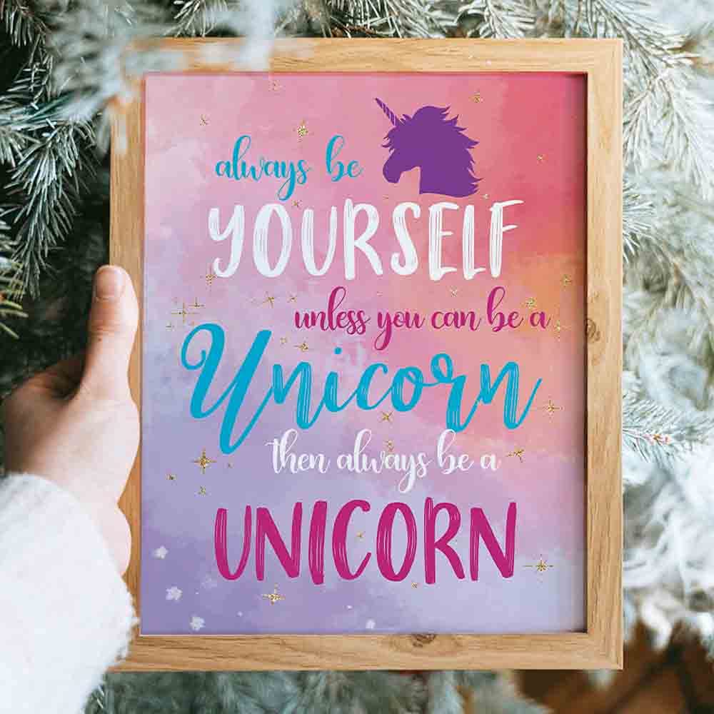 Unicorn Gift, Unicorn Wall Decor Gift, Unicorn Rainbow Girls Room Wall Decor Art Prints, (Unframed8X10), Inspirational Kids Chil