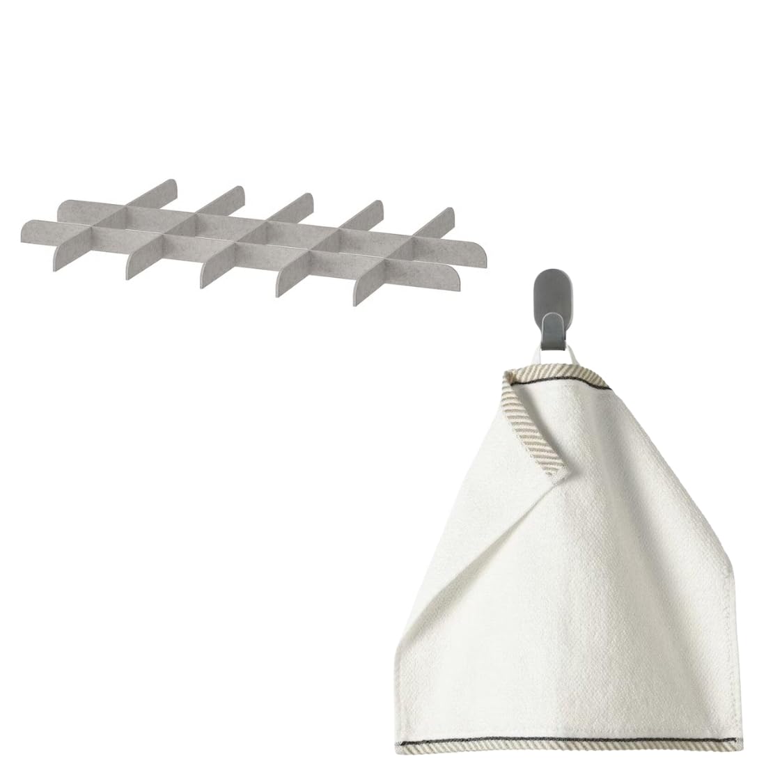 Ikea Komplement Divider For PullOut Tray, Light Grey, 100X58 Cm With Vikfjrd Washcloth, White, 30X30 Cm