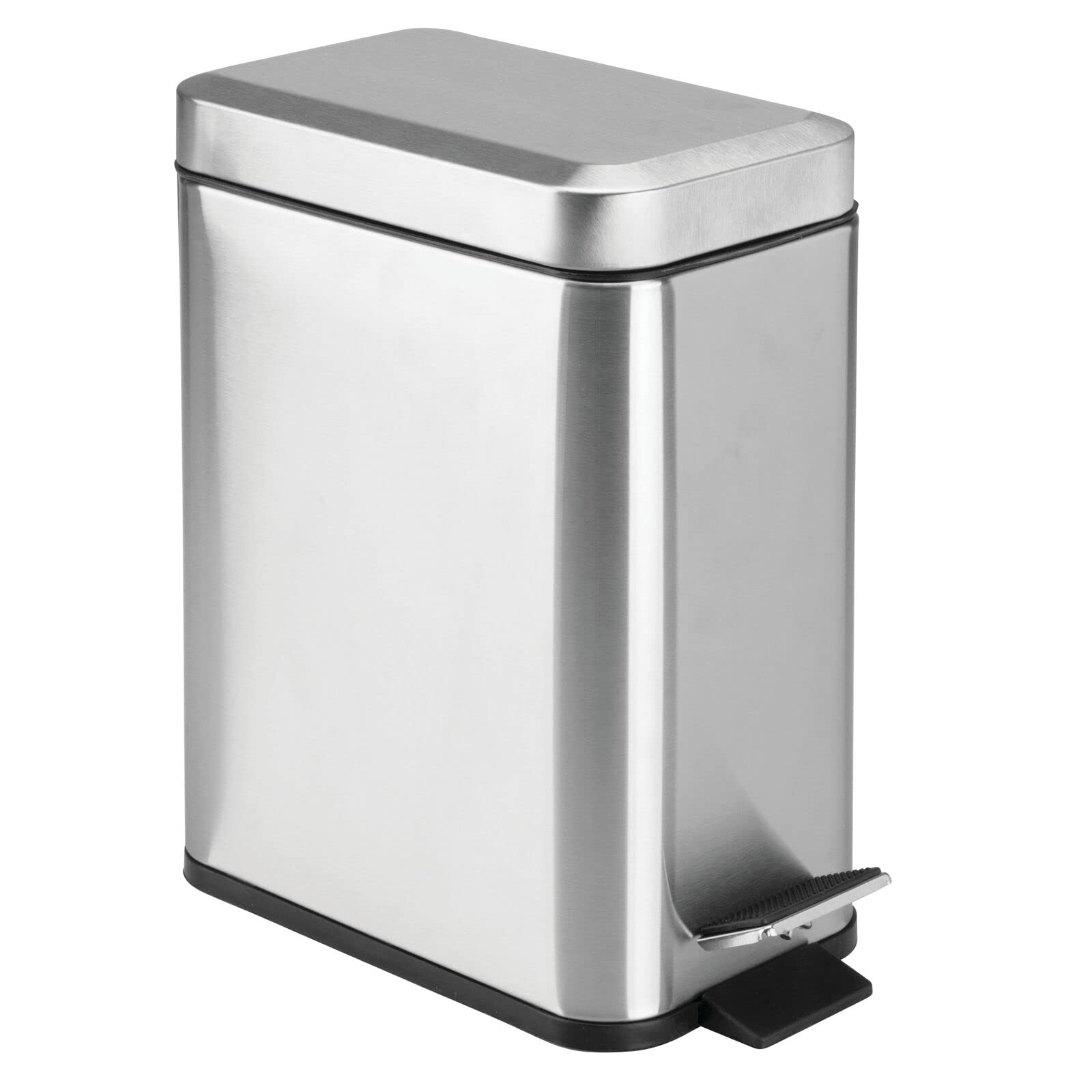 Mdesign Pedal Bin - Waste Bin With Pedal, Lid And Plastic Bucket Insert Perfect For Bathroom, Kitchen, And Office - Metal Househ