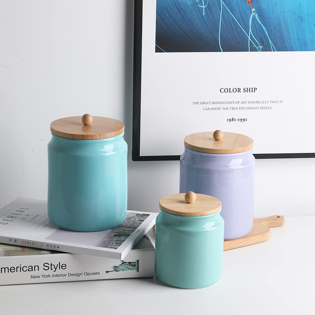 SWEEJAR Ceramic Kitchen Canisters  58 FLOZ Porcelain Food Storage Jar with Airtight Seal Wooden Lid  Home Container Serving for Coffee Beans  Tea-leave  Sugar  Salt and More  Tool Bucket (White)