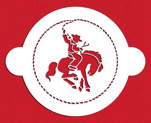 Designer Stencils Cowboy Cake Stencil Top, Beige/Semi-Transparent
