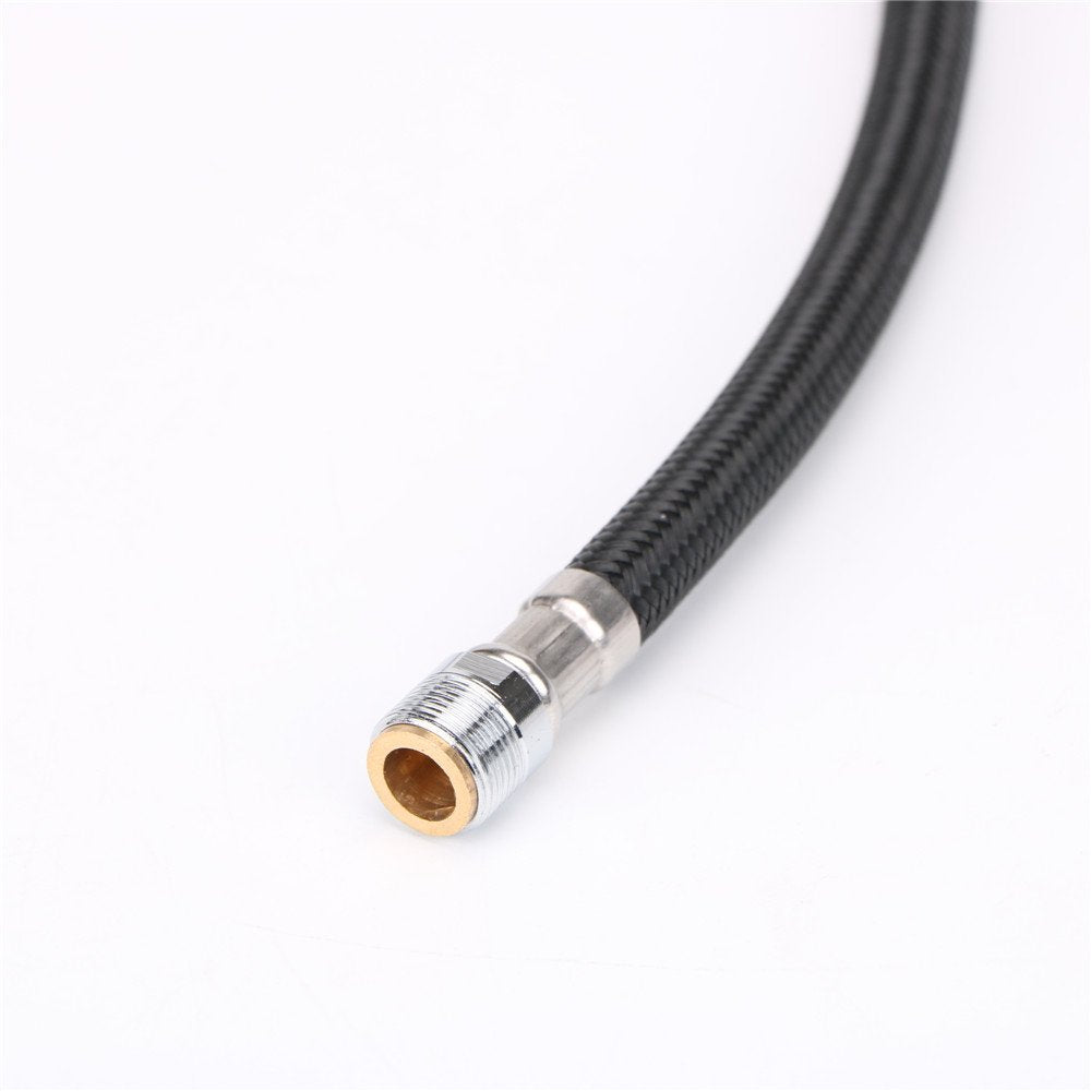 Weirun Commercial Style 23.2-Inch Spring Pull Down Kitchen Sink Faucet Replacement Part Black Braided Hose With Chrome Connector