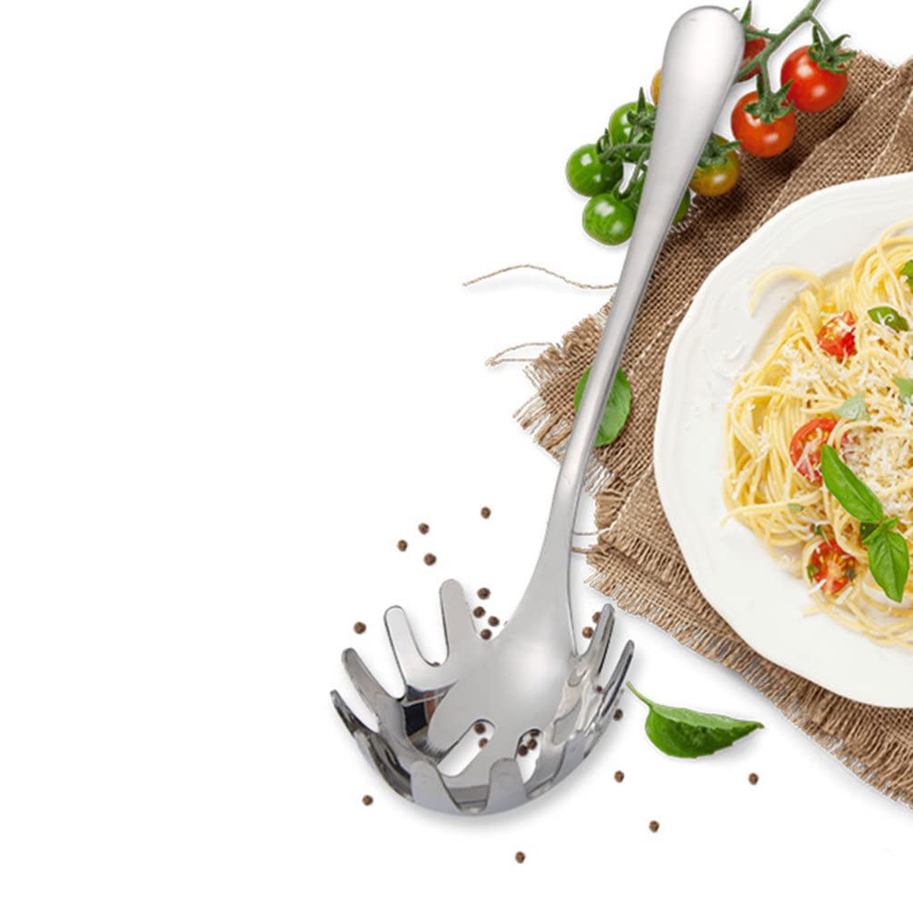 Cabilock Stainless Steel Spaghetti Server Spoon With Teeth Kitchen Noodle Scoop Dumpling Serving Claw Pasta Fork Server Ice Cube