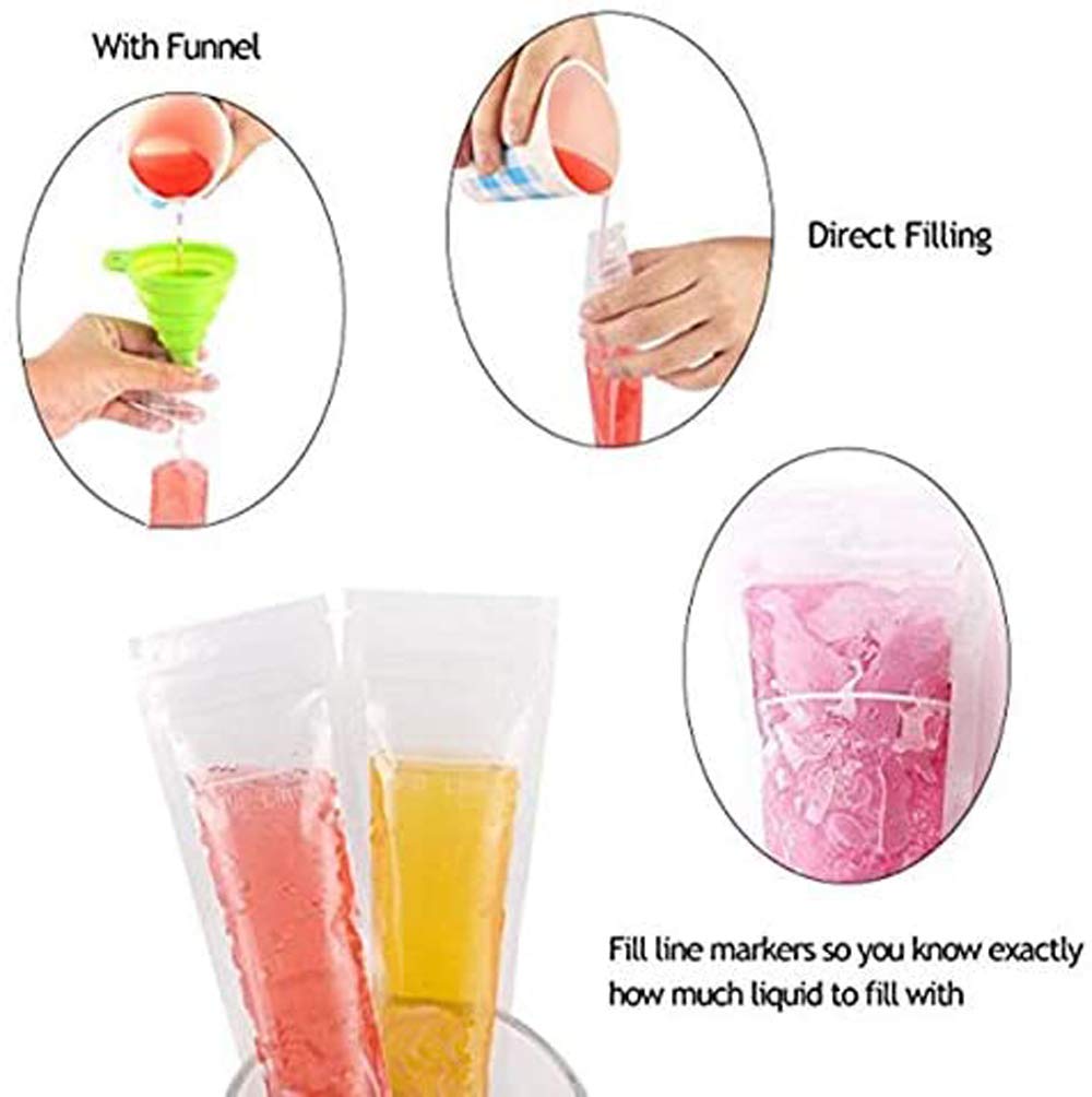 100 Pcs Pop Bags Pop Mold Bags Popsicle Pouches Popsicle Molds Bags Bpa Free Ice Pop Pouch With A Funnel For Yogurt, Ice Candy,