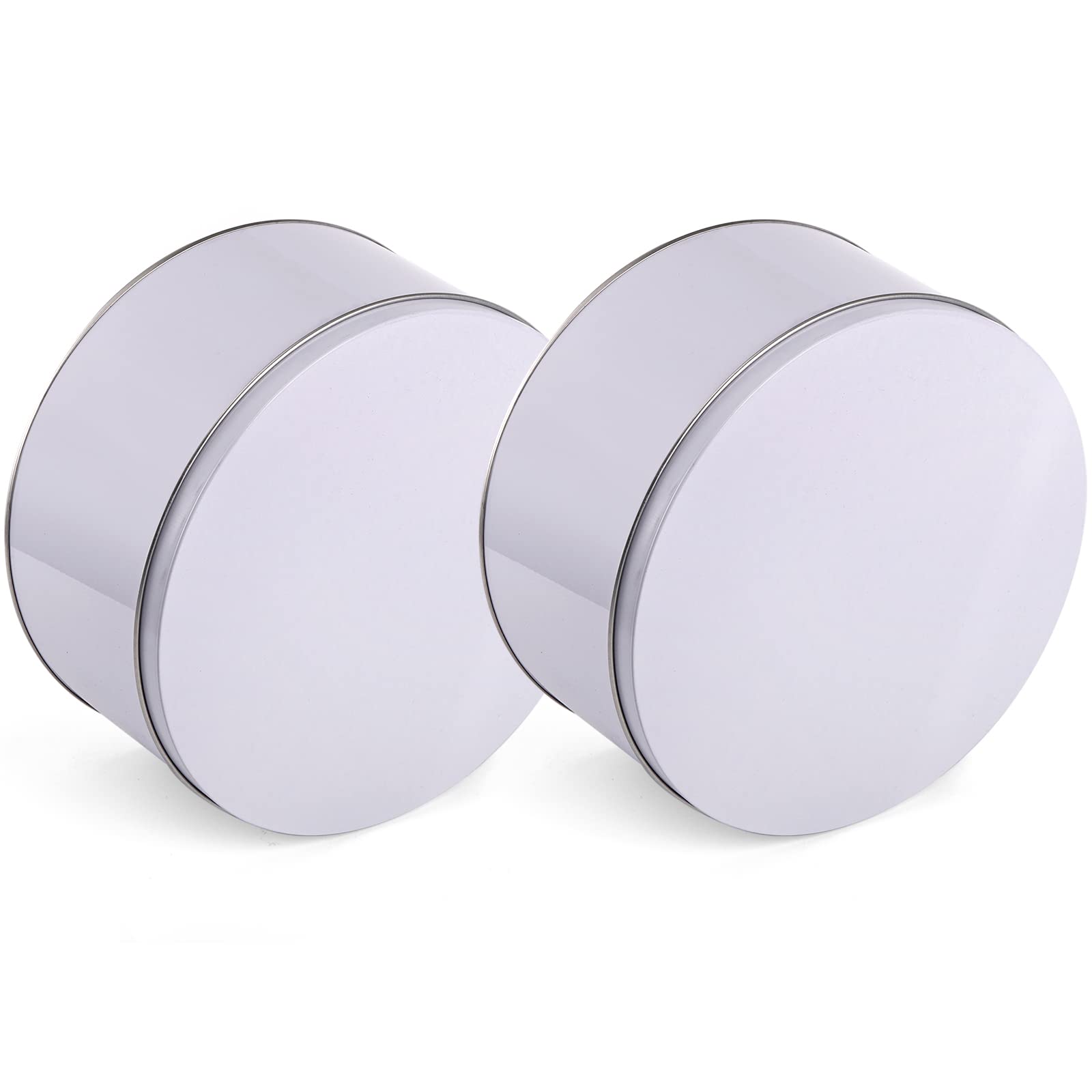 Yopay 3 Pack Cookie Tin With Lid, Round Sturdy Gift Tin, White Baking Cake Container For Storing Patisseries, Snack, Chocolate,