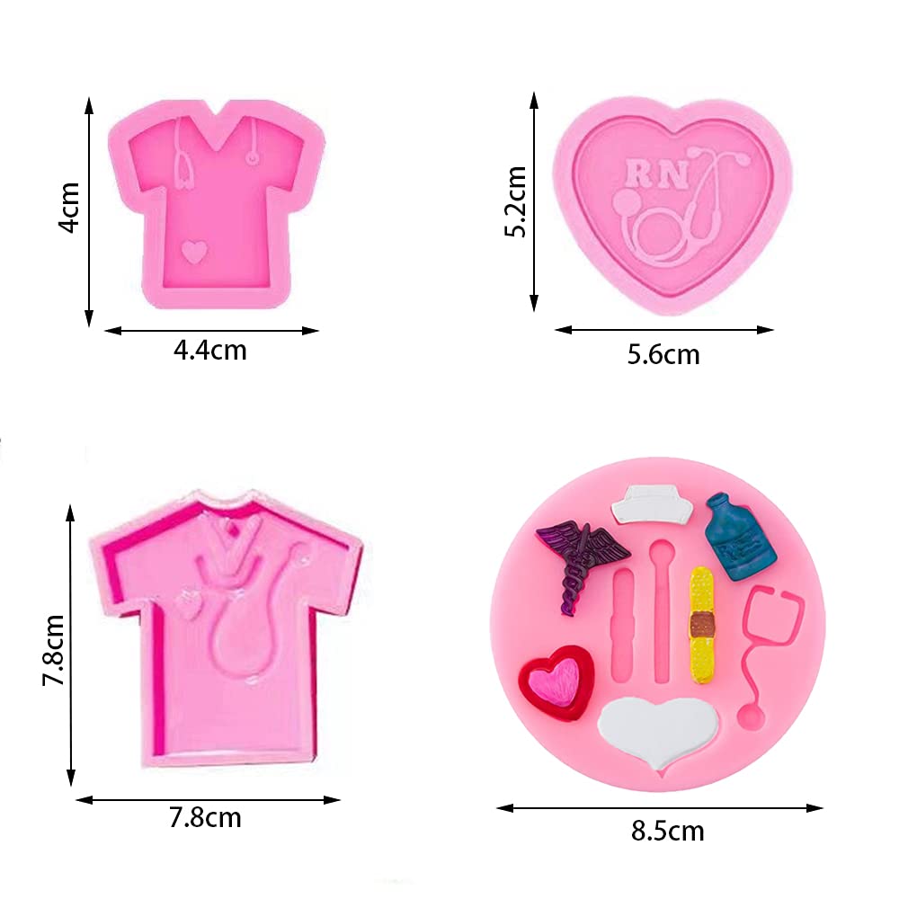 Cestony 4Pcs Nurse Themed Fondant Silicone Molds For Diy Cake Fondant Biscuit Cookies Soap Sugar Pudding Chocolate Hard Candies