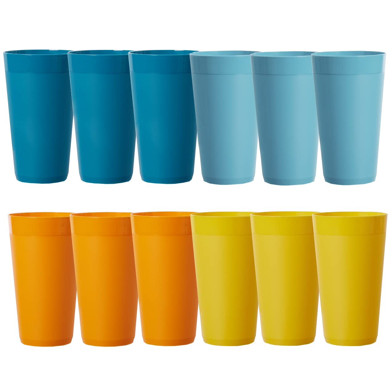 Us Acrylic Newport 10 Ounce Unbreakable Plastic Stackable Juice Tumblers In 4 Sunrise Colors | Set Of 12 Drinking Cups | Reusabl