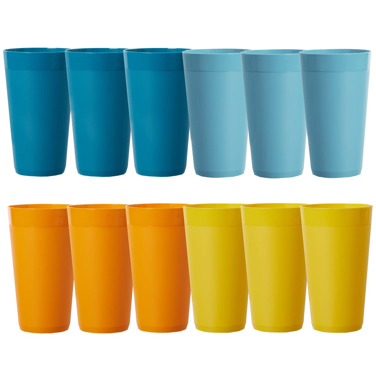 Us Acrylic Newport 10 Ounce Unbreakable Plastic Stackable Juice Tumblers In 4 Sunrise Colors | Set Of 12 Drinking Cups | Reusabl