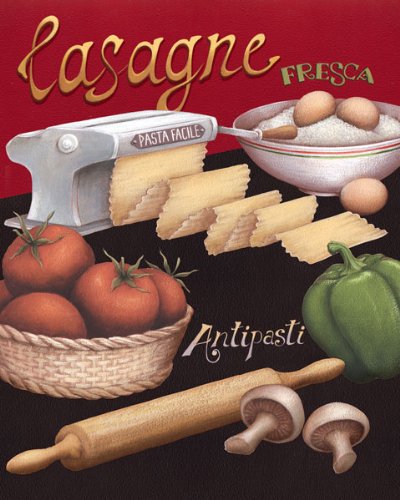 Set Of 4 Pasta Prints Italian Kitchen Spaghetti Ravioli Daphne Brissonnet 8X10