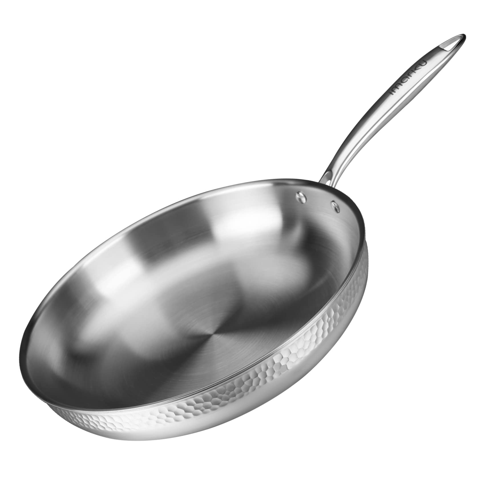 Imarku Stainless Steel Pan, 12 Inch Frying Pan, 3 Ply Stainless Steel Frying Pan, Fry Pan, Stainless Steel Skillet, Cooking Pan