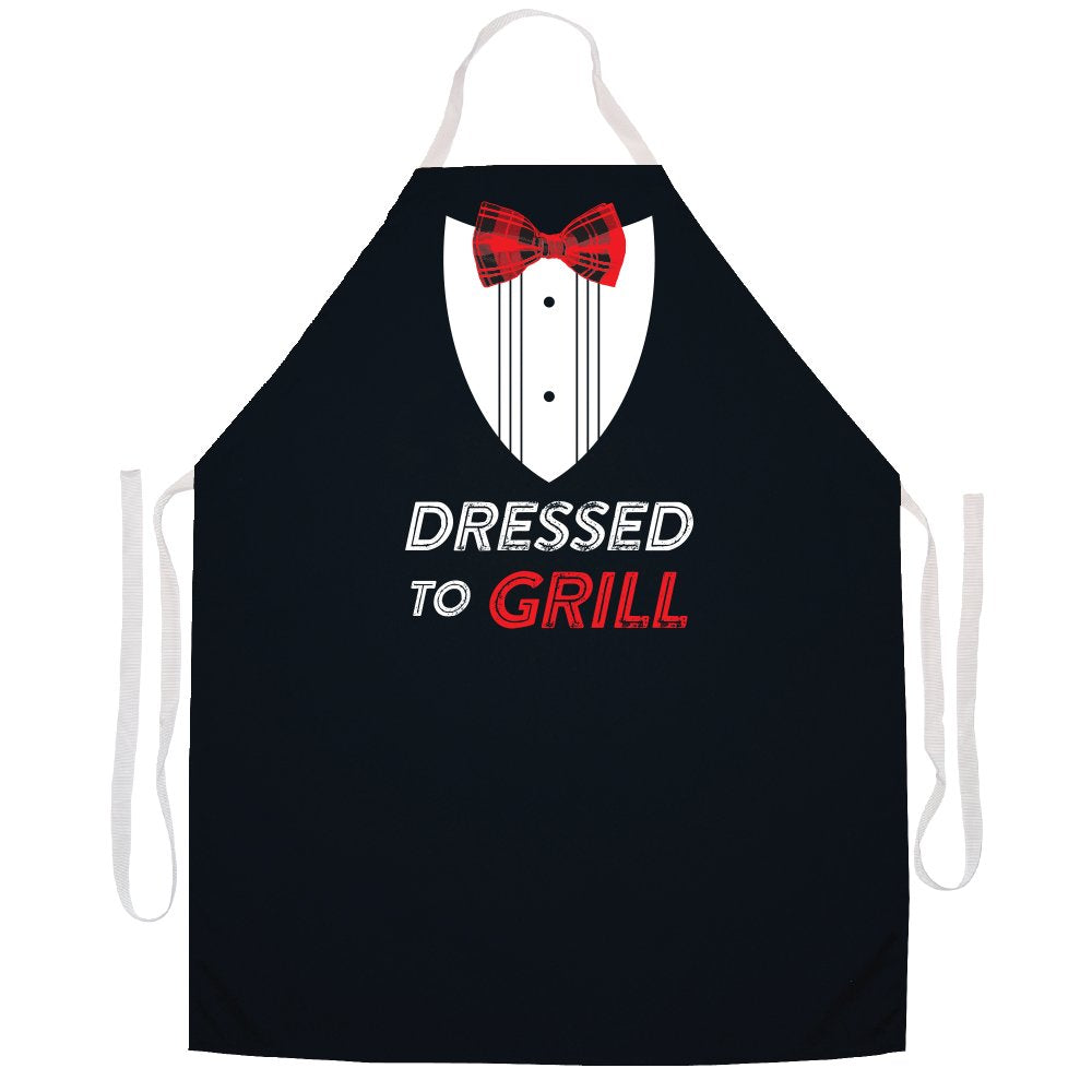 Attitude Aprons Fully Adjustable ''Dressed To Grill'' Apron-Black